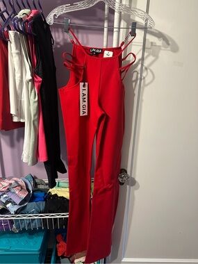 I.AM.GIA Bright Red Strappy pants